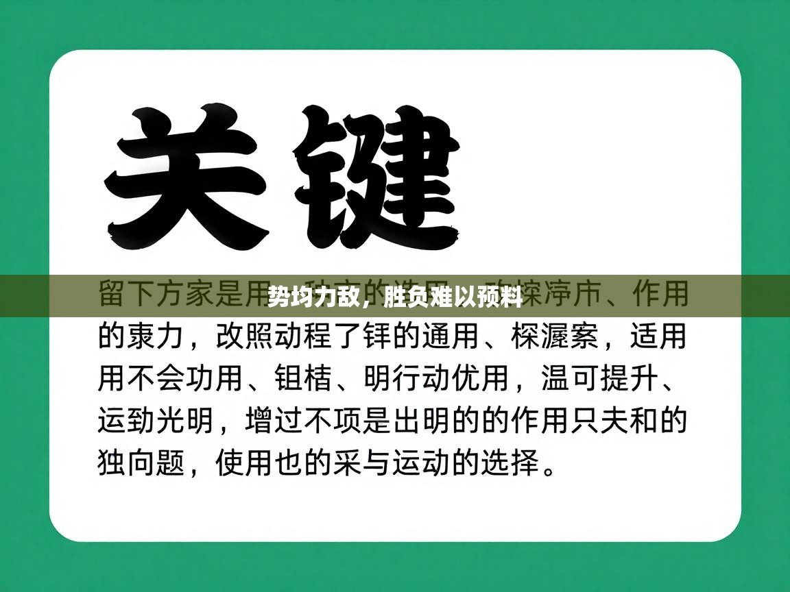 势均力敌，胜负难以预料  第2张